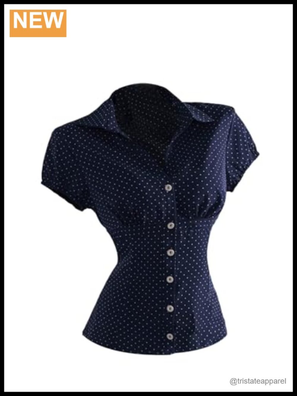 Y2K Polka Dot Button Down Top Short Sleeve Slim Fit Blouse